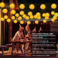 Led Lantern String Lights Outdoor Plug In 40Ft Connectable Warm White White Lantern Fairy Lights With Remote Control 40 Led