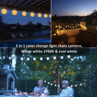 Led Lantern String Lights Outdoor Plug In 40Ft Connectable Warm White White Lantern Fairy Lights With Remote Control 40 Led