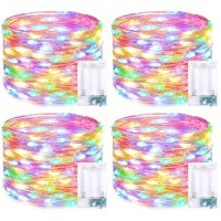 Jmexsuss 4 Pack 50 Led Multicolor Fairy Lights Battery Operated Each16 Ft Multicolor Christmas Lights Waterproof Twinkle Lights