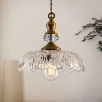 Vintage Glass Pendant Light Fixture Brass Modern Adjustable Chandelier Farmhouse Hanging Light For Hallway Porch Kitchen Bedroom