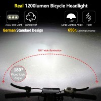 3 Led Bike Light, Super Bright Bike Lights 1200 Lumen, Bike Headlights With High Beam Low Beam, Best Bike Lights For Night Riding, Usb-C Rechargeable Bike Headlight, Waterproof Bicycle Lights