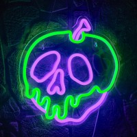 Wlhope Halloween Neon Signsdimmable Skull Apple Neon Signs For Wall Decor Halloween Neon Light Signs Decorusb Connectivity Ap