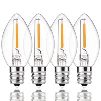 Abeja C7 Led Replacement Bulbs, 0.6W Clear Glass Led Bulbs Energy-Saving Bulbs E12 Screw Base Led Night Light Bulbs For Christmas Outdoor String Lights Electric Window Candles, Warm White (25 Pack)