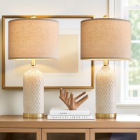 Gsafava 2425 Table Lamps Set Of 2 Modern Ceramic Lamps For Living Room Bedside Lamps Gold Lamps For Night Stands Boho Bedroo