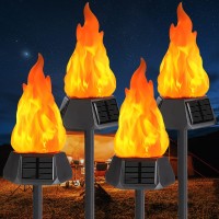 Toodour Solar Halloween Lights Outdoor 4 Pack Solar Torch Lights With Flickering Flame Waterproof Led Flame Torches Solar Out