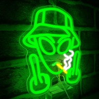 Ovoninn Alien Neon Sign Green Alien Led Neon Signs For Wall Decor Dimmable Neon Lights Signs For Bedroom Usb Powered Light Up Si