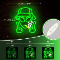 Ovoninn Alien Neon Sign Green Alien Led Neon Signs For Wall Decor Dimmable Neon Lights Signs For Bedroom Usb Powered Light Up Si