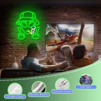 Ovoninn Alien Neon Sign Green Alien Led Neon Signs For Wall Decor Dimmable Neon Lights Signs For Bedroom Usb Powered Light Up Si