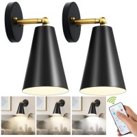 Haultop 120 Hrs Battery Wall Sconces Set Of Two Black Battery Sconces Adjustable 180 Battery Operated Sconces With Remote Dim