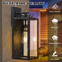 Yolsunes Outdoor Wall Light Fixture Large 16 Black Exterior Wall Lantern Waterproof Farmhouse Porch Sconce Lighting With Gla