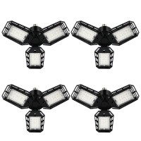 Aoretic Led Garage Lights Bulb 4 Pack -80W, 8000Lm 6500K Led Shop Light With 3 Deformable Panels, Basement Barn Light Garage Ceiling Lights, E26/E27 For Garage, Warehouse, Shop, Basement