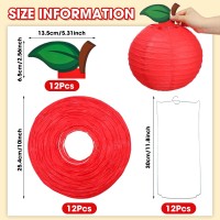 Retisee 12 Pcs Red Apple Classroom Decorations Apple Paper Lanterns Fruit Themed Party Decor Hanging Apple Decorations For Birth