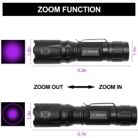 Eowco Uv Flashlight 365Nm 395Nm Ultraviolet Black Light Flashlights Handheld Zoomable Blacklight Torch Woods Lamp Detector