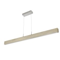 Amari 51 Inch Modern Ceiling Island Light, Wood Frame, Steel Cable, Gray