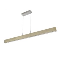 Amari 33 Inch Modern Ceiling Island Light, Wood Frame, Steel Cable, Gray