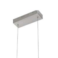 Amari 33 Inch Modern Ceiling Island Light, Wood Frame, Steel Cable, Gray