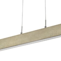 Amari 33 Inch Modern Ceiling Island Light, Wood Frame, Steel Cable, Gray