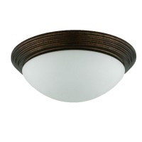 Jesse 12 Inch Modern Ceiling Lamp With Glass Dome Shade, Rust Trim, White