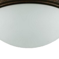 Jesse 12 Inch Modern Ceiling Lamp With Glass Dome Shade, Rust Trim, White