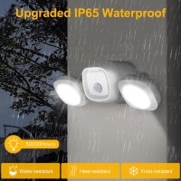 Batteryoperated Outdoor Motion Sensor Lights Wireless Led Flood Lights With Detector 5500K Ip65 Waterproof Dual Head Securi