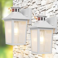 Filiyano White Motion Sensor Outdoor Wall Light 2 Packs Dusk To Dawn Outdoor Wall Lighting Waterproof Exterior Light Fixture