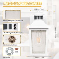 Filiyano White Motion Sensor Outdoor Wall Light 2 Packs Dusk To Dawn Outdoor Wall Lighting Waterproof Exterior Light Fixture