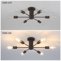 Wtyuio 6 Lights Flush Mount Ceiling Light Fixture, Mid Century Light Fixtures For Bedroom, Living Room, Dining Room, Kitchen, Hallway, Foyer