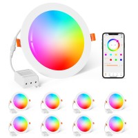 Smart Recessed Lighting 6 Inch Color Changing 16W Led Downlight With Junction Box,1350 Lumen Recessed Ceiling Light Compatible With Alexa,Rgb & Warm White 2700K Dimmable By App&Vioce Control, 8 Pack