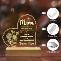 Mothers Day Gifts For Mom In Spanish Regalos Para Mam Acrylic Night Light Regalo Dia De La Madre Spanish Mom Birthday Gifts