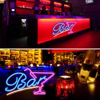 Pedaiah Bar Neon Sign Acrylic Led Bar Sign With Hanging Chain Usb Powered 1496X906 Inches Bar Decor For Home Bistro Par