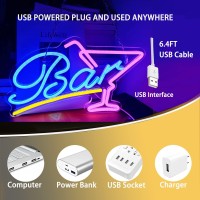 Pedaiah Bar Neon Sign Acrylic Led Bar Sign With Hanging Chain Usb Powered 1496X906 Inches Bar Decor For Home Bistro Par