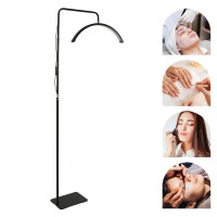 Led Eyelash Lamp, Floor Lamp Remote Control Eyebrow Lamp With Half Moon Ring And Led Light With Phone Holder Beauty Floor Lamp (Black 1)