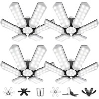 Kpbotl 150W Upgrade Led Garage Lights 4 Pack 61 Adjustable Panels Screw In Garage Light Bulb 5000Lm 6500K Garage Lighting Defor