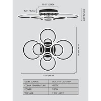 Vikaey Modern Led Ceiling Light, 8 Rings Flush Mount Ceiling Light,Black Close To Ceiling Light, Lighting Fixture Ceiling Lamp For Kitchen, Living Room, Bedroom, Dining Room, 4000K Not Dimmable