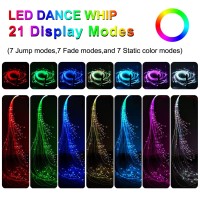 Dance Whip Led Fiber Optic Whip 6Ft Rechargeable Pixel Whip With 7 Colors And 4 Glowing Modes Flow Toy Perfect For Dance Partie