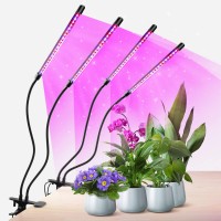 Growstar Plant Lights For Indoor Growing Red Blue Spectrum 4 Heads Clip Grow Lamps With 10 Feet Cables For Seeding Blooming And