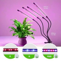 Growstar Plant Lights For Indoor Growing Red Blue Spectrum 4 Heads Clip Grow Lamps With 10 Feet Cables For Seeding Blooming And