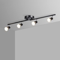 Antoten 4-Light Led Track Lighting Kit, Adjustable Modern Ceiling Spotlights,Rotatable Gu10 Light Head,Swing Arm Ceiling Light Fixture For Kitchen Bedroom Living Room(Bulbs Is Not Included)