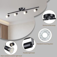 Antoten 4-Light Led Track Lighting Kit, Adjustable Modern Ceiling Spotlights,Rotatable Gu10 Light Head,Swing Arm Ceiling Light Fixture For Kitchen Bedroom Living Room(Bulbs Is Not Included)