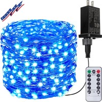 66Ft 200 Led Fairy Lights Plug In, Waterproof With Remote Outdoor 8 Modes Christmas Lights Bedroom Decor, Twinkle Lights With Timer For Girl'S Room Christmas Decorations (Blue)