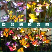 Tonulax Solar Garden Lights - Newest Swaying Butterfly Light, Swaying In The Wind, Solar Outdoor Lights, Yard Patio Pathway Decoration, High Flexibility Iron Wire & Realistic Butterflies(4 Pack)