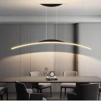 Modern Led Chandeliers Pendant Lights Fixtures Dimmable 3000K-6500K For Dining Room Kitchen Island Living Room Breakfast Area Bedrooms Office Hanging Lamp Lighting With Remote Control (Black 39.4In)