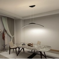 Modern Led Chandeliers Pendant Lights Fixtures Dimmable 3000K-6500K For Dining Room Kitchen Island Living Room Breakfast Area Bedrooms Office Hanging Lamp Lighting With Remote Control (Black 39.4In)