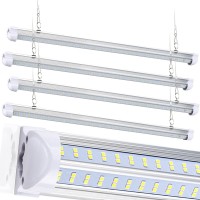 4Pack 4Ft Led Shop Light Hanging Or Surface Mount 60W 5000K Daylight White 9000Lm Super Bright T8 Integrated Fixture Vshape 4