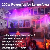 Upgraded 200W Led Black Light 2 Pack With 10Ft Cable Ip66 Waterproof Outdoor Blacklight Flood Light With Plug Switch Powerful