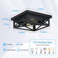 Skejao Black Flush Mount Ceiling Light Fixture 2Light Square Hallway Light Fixtures Ceiling Light Fixtures Ceiling Mount For Fa