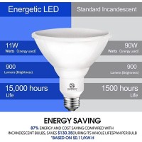 Energetic Par38 Led Flood Outdoor Light Bulb 4000K Cool White 90 Watt Equivalent 11W Wet Rated 900Lm E26 Base Nondimmab