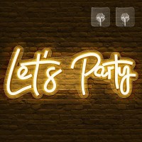 Let'S Party Neon Signs, Arrinew Led Neon Light Sign For Wall Decor, Decorative Let'S Party Neon Lights For Bachelorette Party, Engagement Party, Birthday Party,Wedding Party Warm White