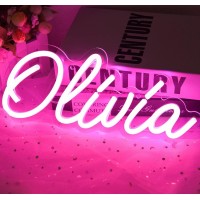 Attneon Olivia Name Neon Sign Led Name Neon Light For Kids Bedroom Birthday Party Decoration Neon Sign Customizable For Girl Bir