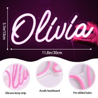 Attneon Olivia Name Neon Sign Led Name Neon Light For Kids Bedroom Birthday Party Decoration Neon Sign Customizable For Girl Bir